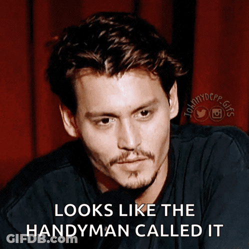 Johnny Depp Handyman With Red Curtain GIF
