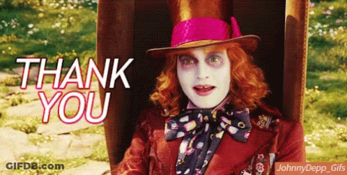 Johnny Depp Mad Hatter Says Thank You GIF