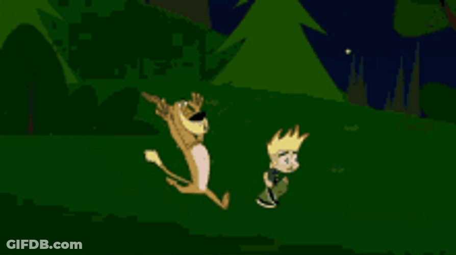Johnny Test & Dukey Running Away GIF
