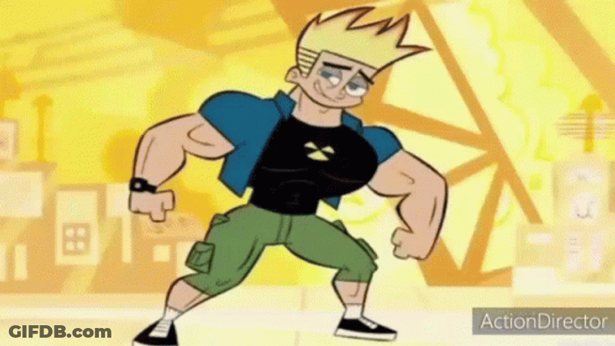 Johnny Test Muscle Growth Transformation After Drinking GIF