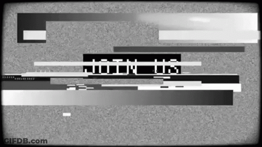Join Us Glitchy Static Screen GIF
