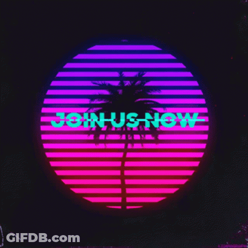 Join Us Now Retro Wave Summer Logo GIF