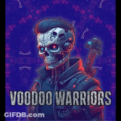 Join Us Voodoo Warriors Robot Skull Poster GIF