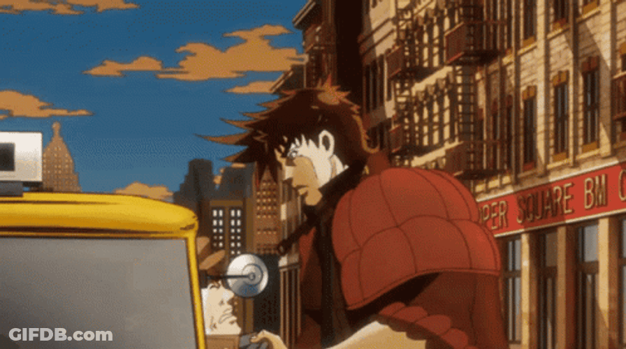 Jojo's Bizarre Adventure Joseph Joestar Grabs Driver GIF