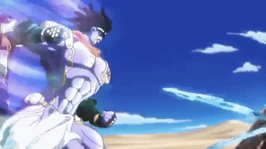 Jojo's Bizarre Adventure Jotaro And Star Platinum Powerful GIF