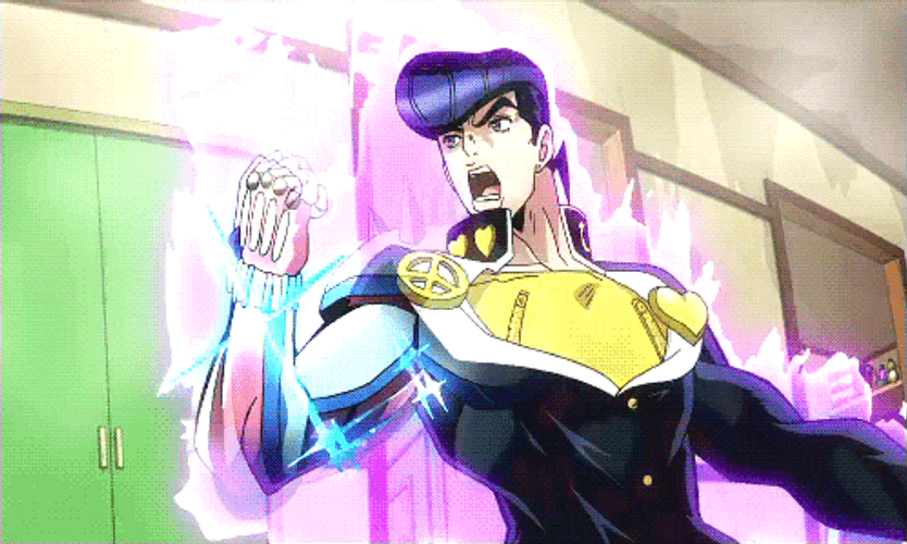 Jojo's Bizarre Josuke Crazy Diamond Punching Wall GIF