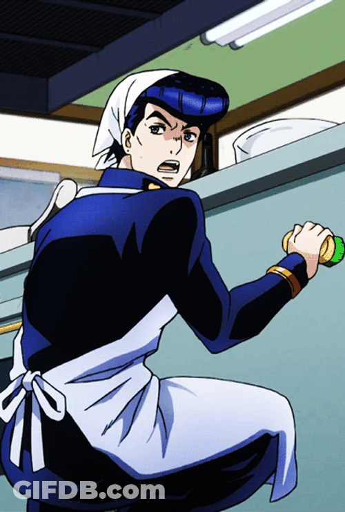 Jojo's Bizarre Josuke Higashikata Irritated Cleaning GIF
