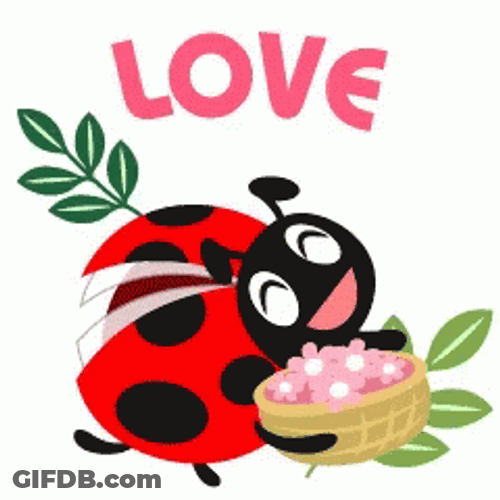 Jolly Ladybug Spreading Love Graphic Design GIF