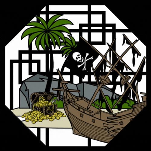 Jolly Roger In A Cartoon Shipwreck GIF