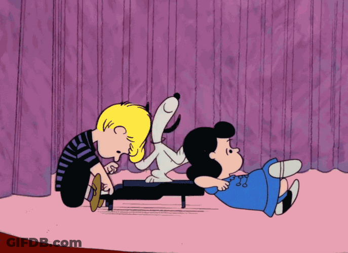 Jolly Snoopy Piano Jumping GIF