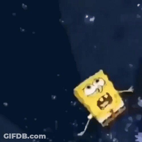 Jolly Spongebob Floating In Water GIF