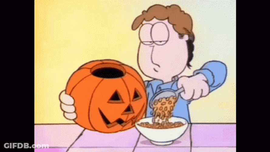 Jon Arbuckle Getting Food From Pumpkin GIF