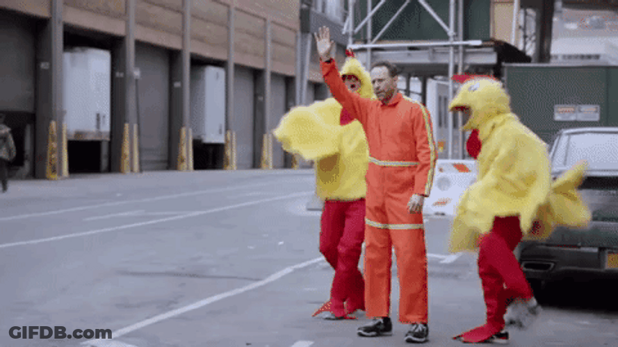 Jon Glaser Loves Gear Chicken Mascots Dance GIF
