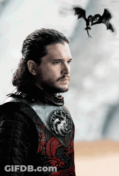 Jon Snow Dragons Flying In Background GIF