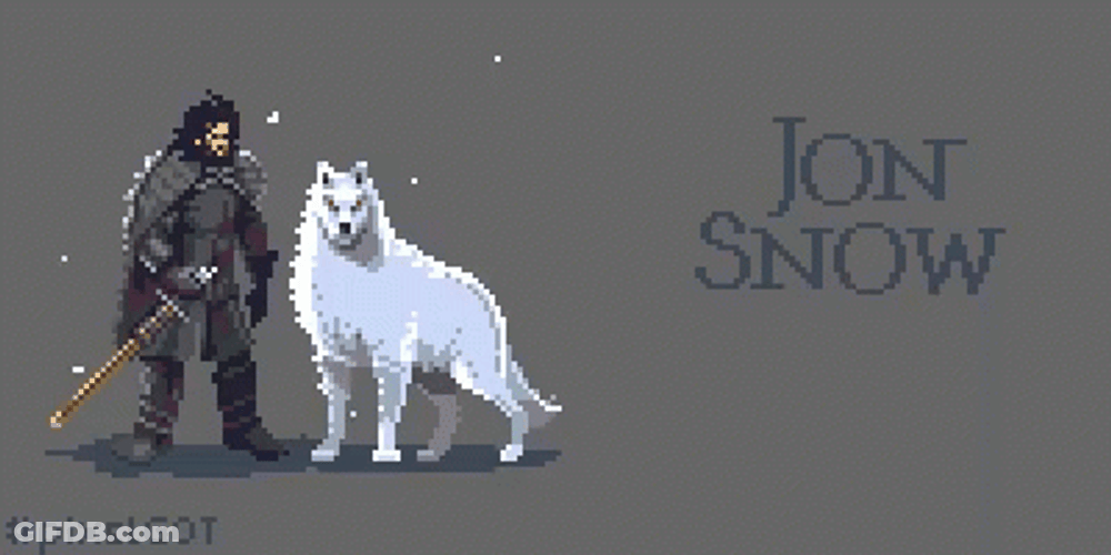 Jon Snow Ghost Direwolf Moving Artwork GIF