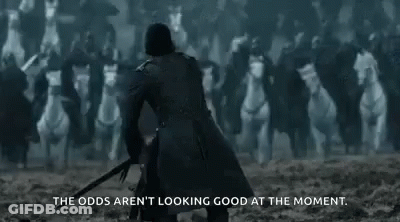 Jon Snow Is Holding A Sword In Front Of A Crowd Of Horses In A Game Of Thrones Scene . GIF