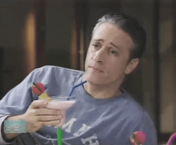 Jon Steward Licking Margarita Straw GIF