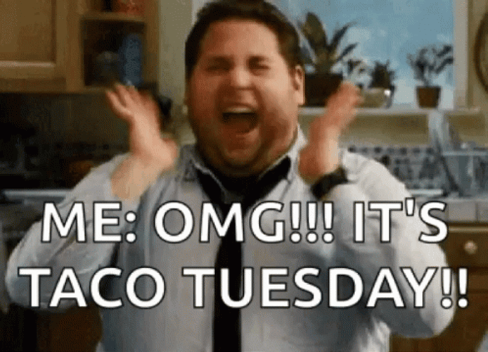 Jonah Hill Screaming Happy Taco Tuesday GIF
