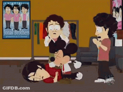 Jonas Brothers And Mickey Mouse In A Room GIF