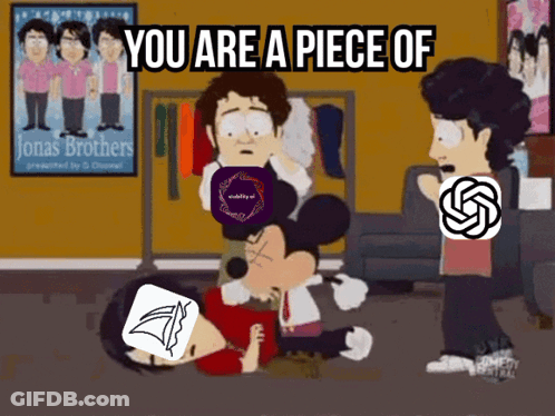 Jonas Brothers And Mickey Mouse Saying You Are A Piece Of GIF