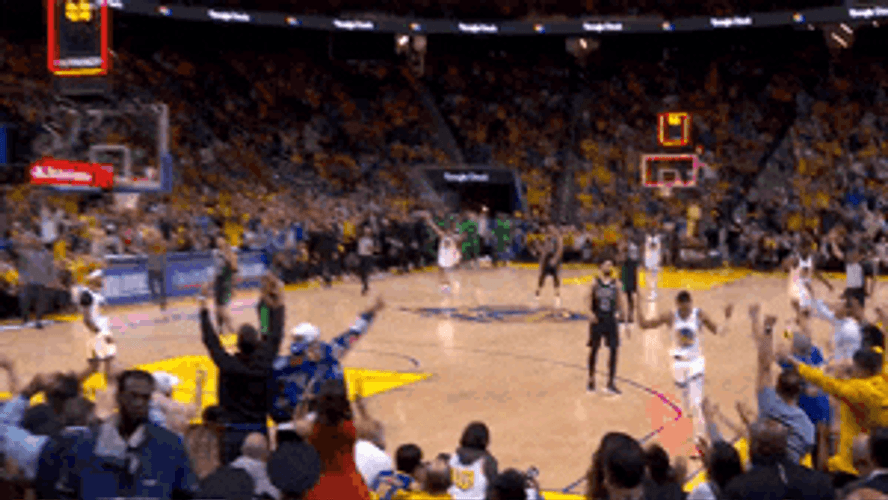 Jordan Poole Hands Up Victory With Fans GIF