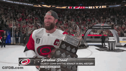 Jordan Staal Holding Trophy GIF