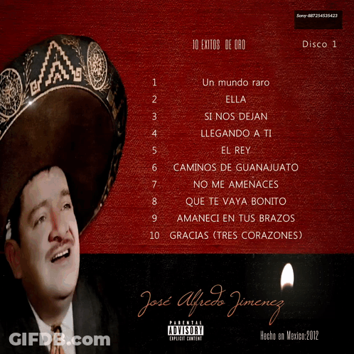 Jose Alfredo Jimenez Album Cover Man In Mariachi Hat GIF