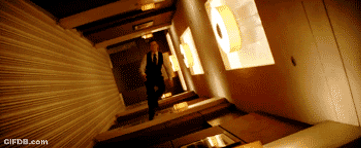 Joseph Gordon-Levitt Walking Inverted Hall In Inception GIF