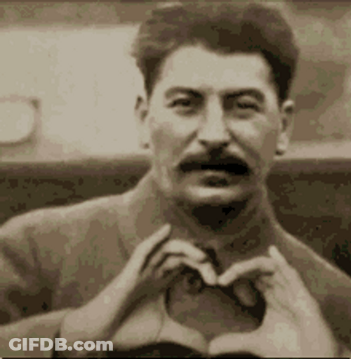 Joseph Stalin Heart Hand Sign Change Colors GIF