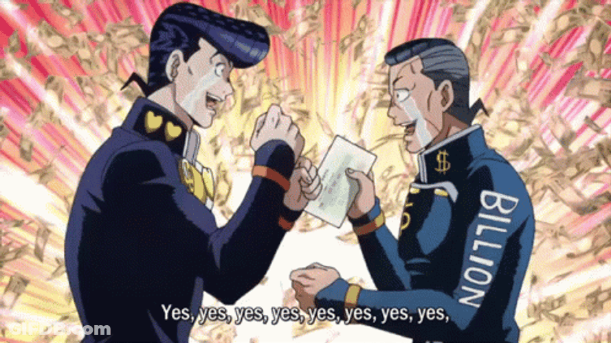Josuke Higashikata And Nijimura Okuyasu Happy Celebrating GIF