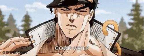 Jotaro Kujo From Jojo 'S Bizarre Adventure Is Wearing A Hat And Holding A Book In His Hand . GIF