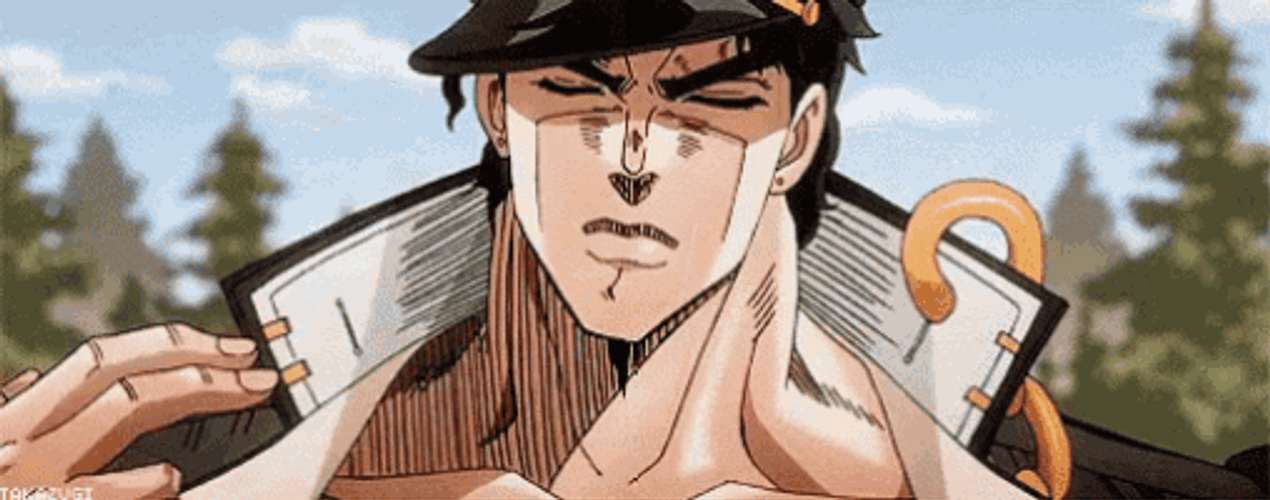 Jotaro Kujo Thinking Hat Down GIF