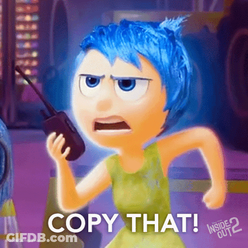 Joy From Inside Out Saying Copy That GIF