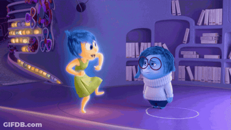 Joy Inside Out Cheering Sadness GIF