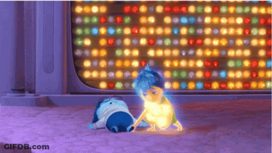 Joy Inside Out Holding Sadness GIF
