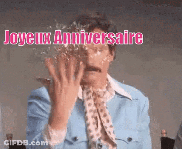 Joyeux Anniversaire Man Greeting With Confetti GIF
