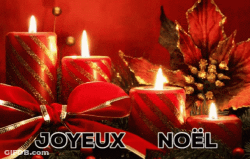 Joyeux Noel Christmas Card Candles GIF