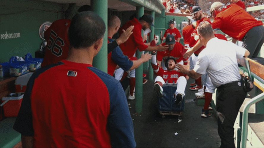 Joyful Red Sox High Five GIF