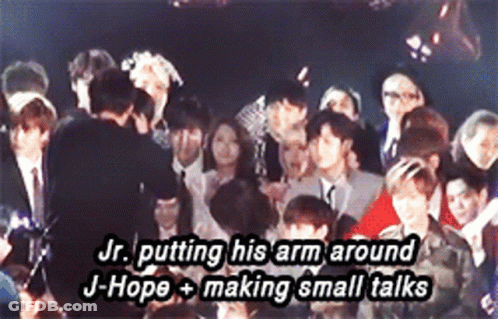 JR. Putting Arm Around J-Hope In Crowd GIF