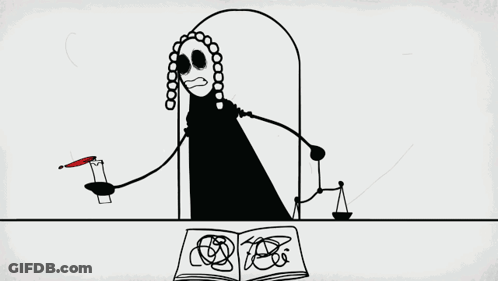 Judge Holding Scales Of Justice And Book GIF