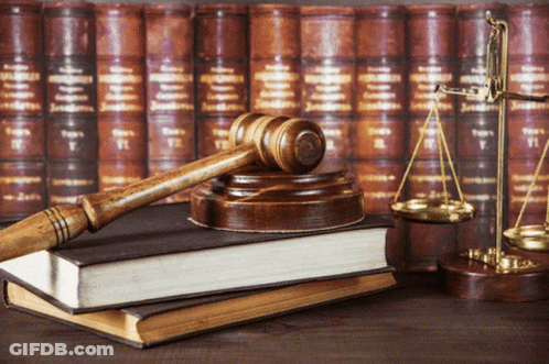 Judge's Gavel On Book Stack GIF
