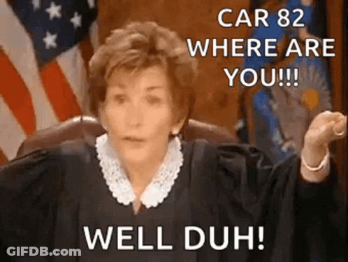 Judge Saying Car 82 Where Are You Well Duh GIF