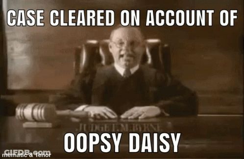 Judge Saying Case Cleared On Account Of Oopsy Daisy GIF