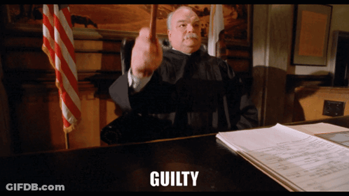 Judge Sitting At GUILTY Desk GIF