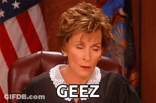 Judge Sitting In Courtroom Eyes Closed Saying Geez GIF