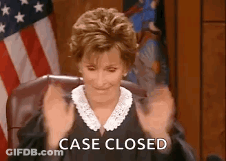 Judge Sitting With Hands In Air Case Closed GIF