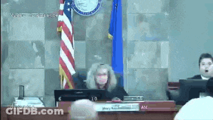 Judge Wearing Mask At Desk GIF