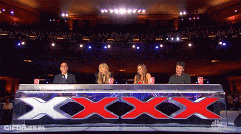 Judges At Table With Large X GIF