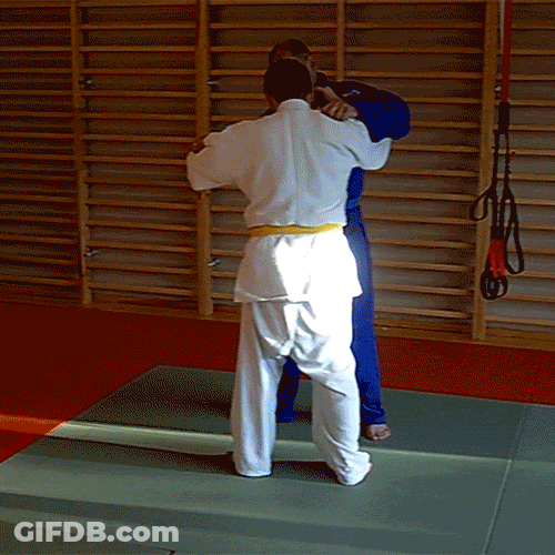 Judo Trip Throw Ashi Guruma GIF
