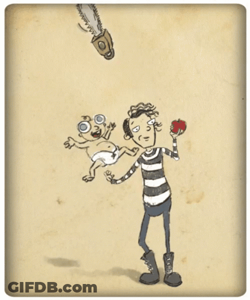Juggling Baby And Chainsaw Animation GIF